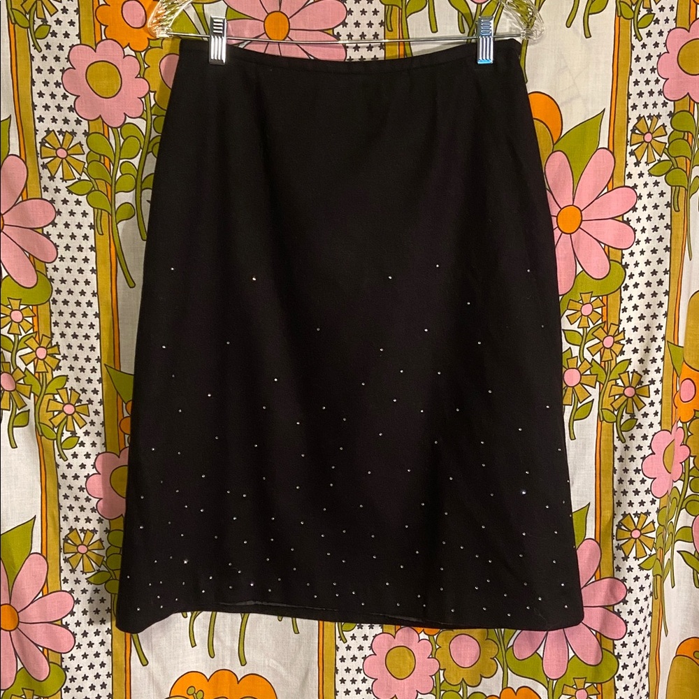 GAP Factory Black Wool-Blend Rhinestone Skirt